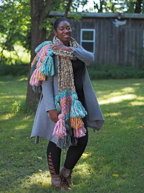 Textures and Tassels Scarf - Designed by Vanessa Ewing