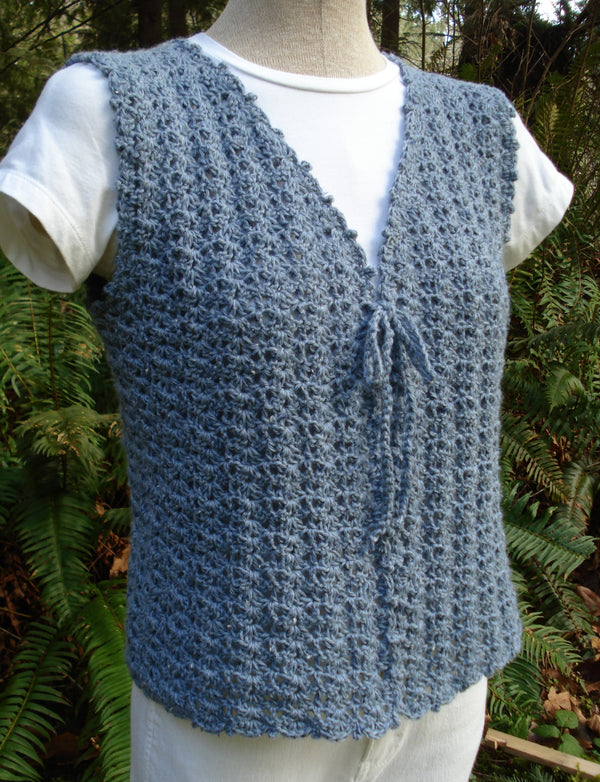 Classic Shell Stitch Crochet Vest  - Designed by Nancy Brown