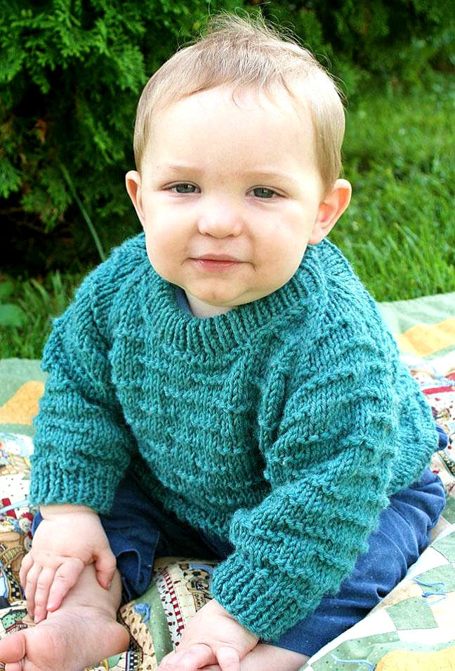 Raglan Baby Sweater  - Designed by Judy Head