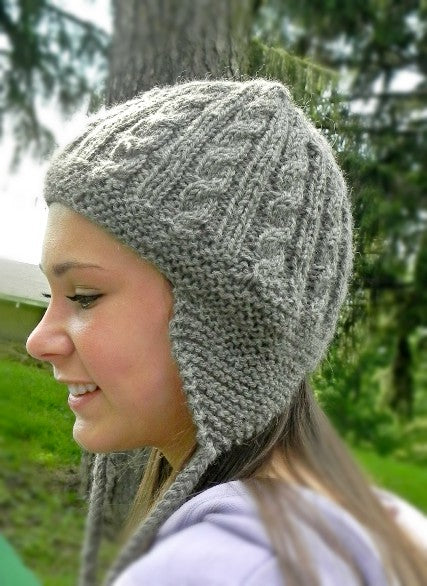 Cables and Earflaps Hat - Designed by Stephanie Taylor