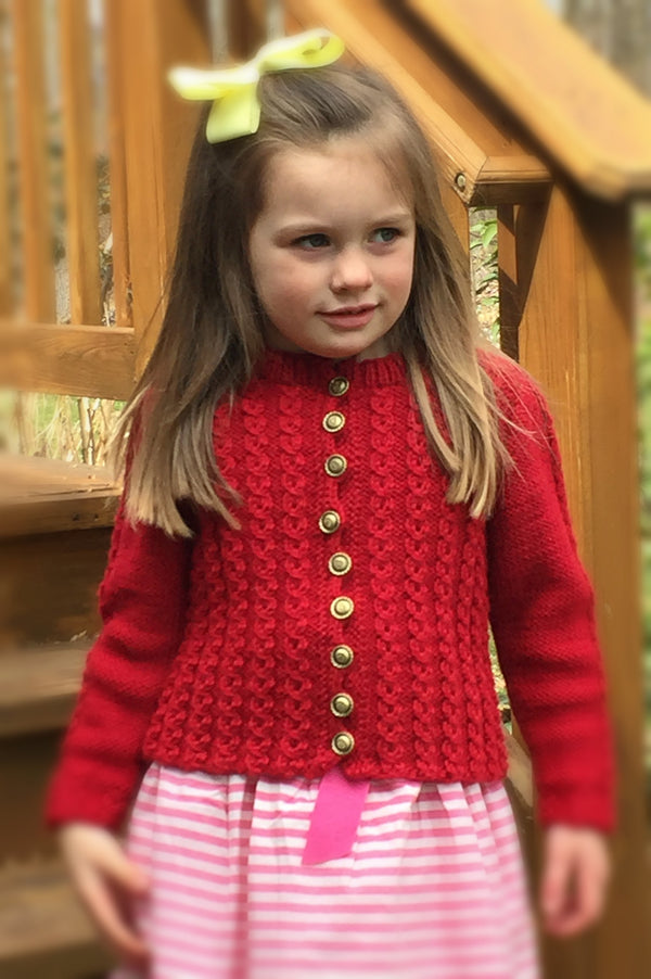 Child's Mock Cable Sweater - Designed by Clara Masessa
