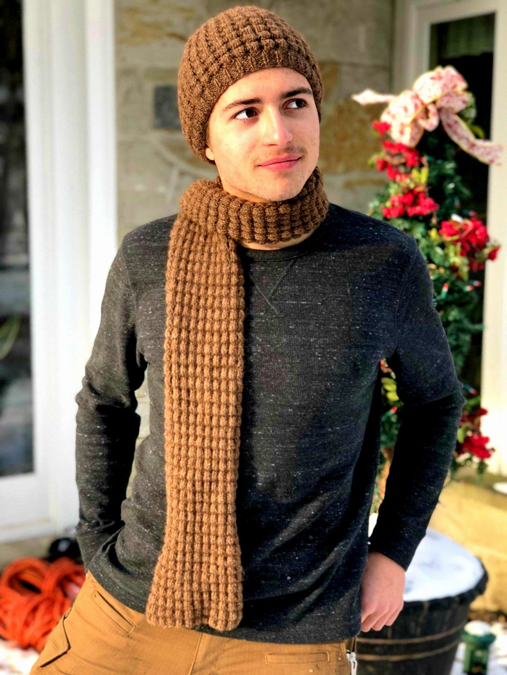 Drop Stitch Hat and Scarf - Designed by Kathy Zimmerman